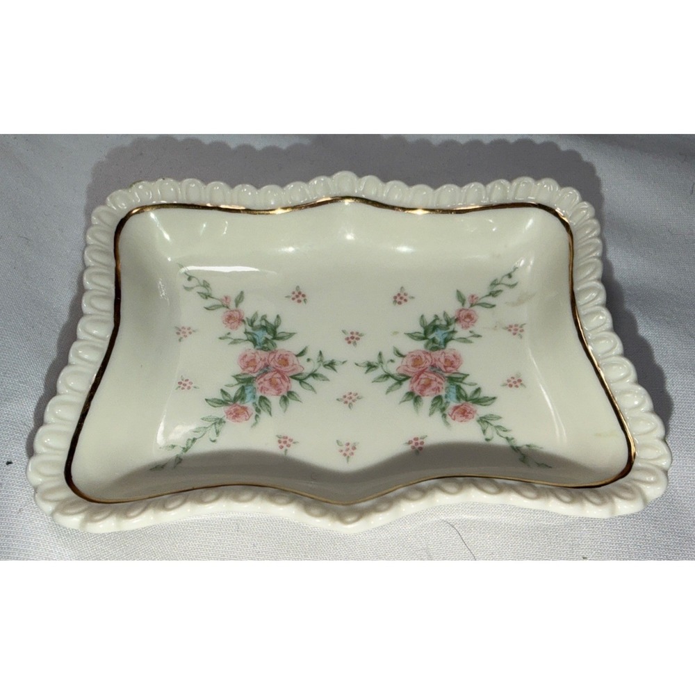 Vintage PETITE ROSE by LENOX 3.5x2.5 SMALL Rectangular TRAY Discontinued